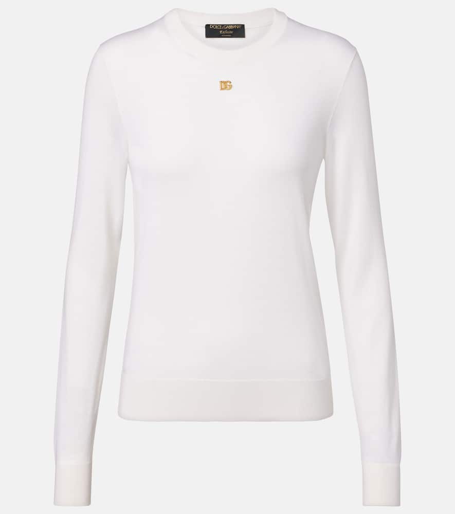 Dolce & Gabbana Dg Cashmere And Silk Sweater In White
