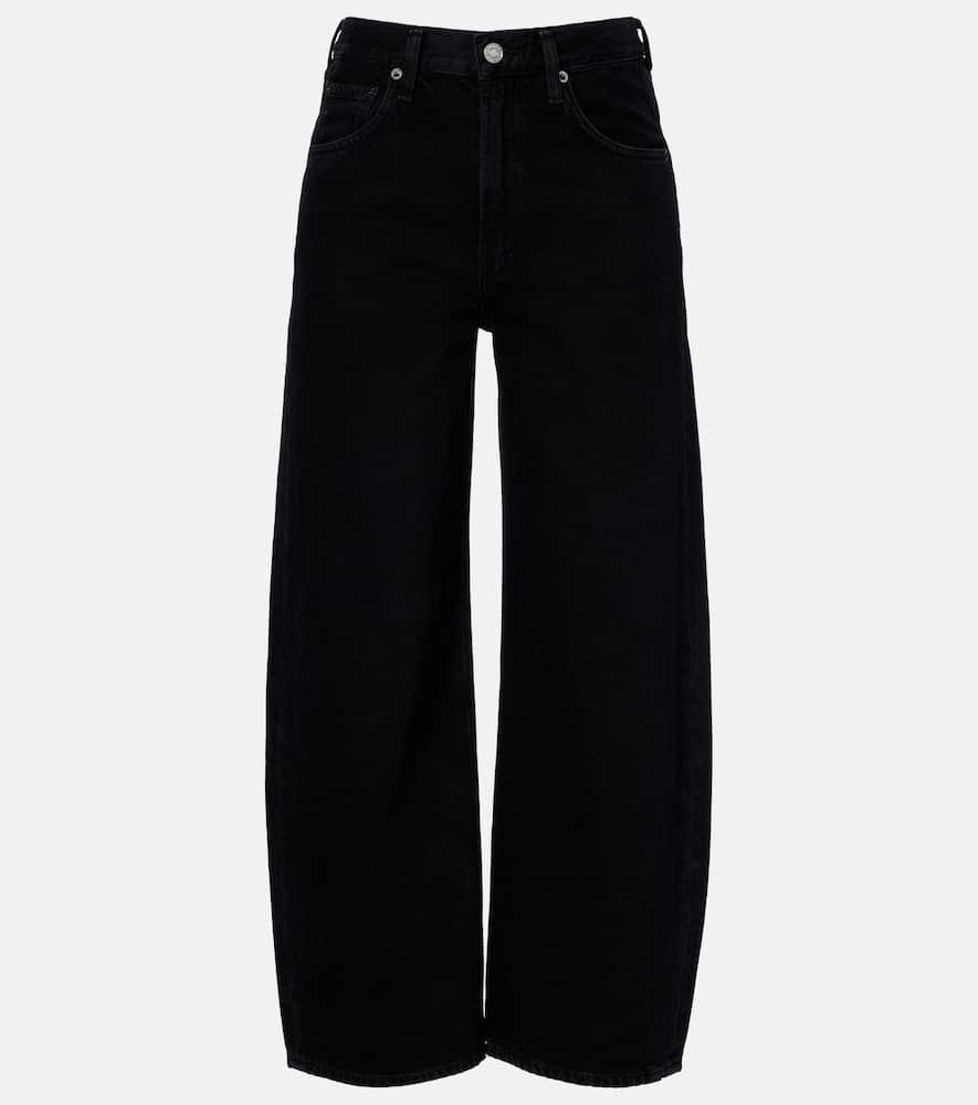 Agolde Low Curve Cropped Mid-rise Barrel-leg Jeans In Black