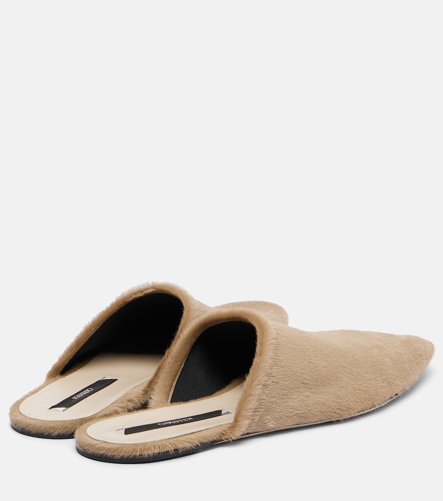 Christen Elipse Calf Hair Mules In Brown