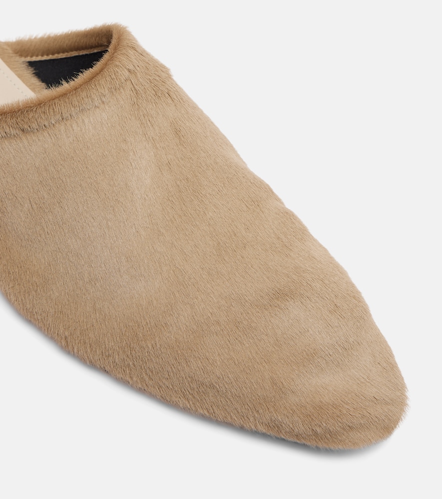 Christen Elipse Calf Hair Mules In Brown