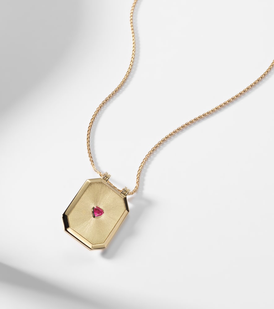 Marie Lichtenberg Love 18kt Gold Pendant Necklace With Ruby In Burgundy