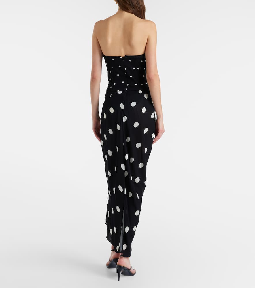 Adriana Degreas Polka-dot Draped Midi Dress In Black