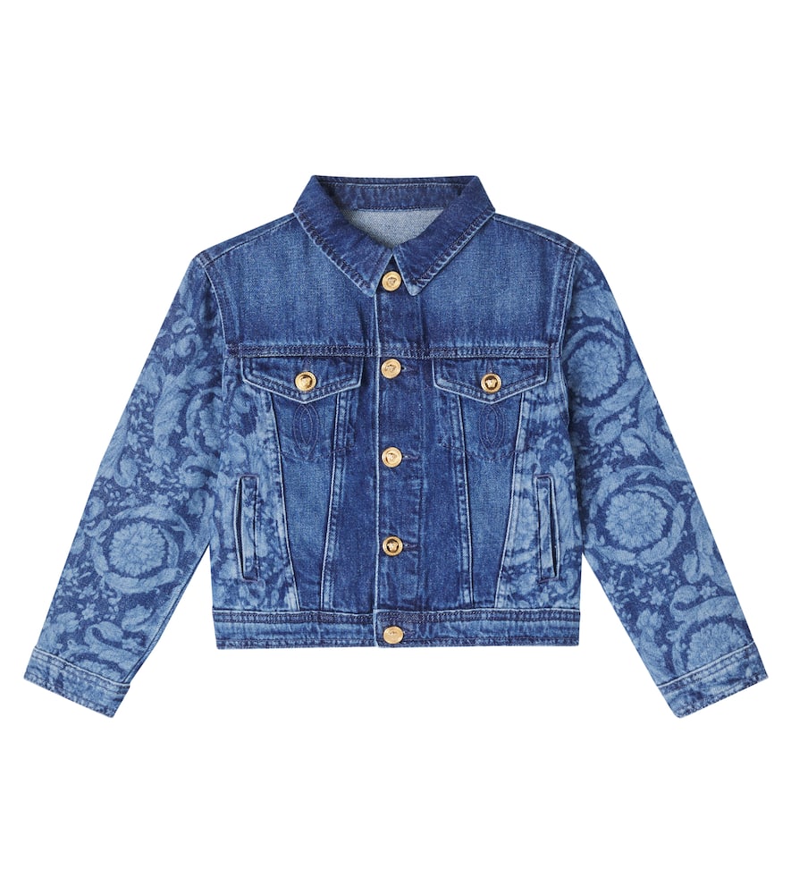 Versace Barocco Denim Jacket In Blue