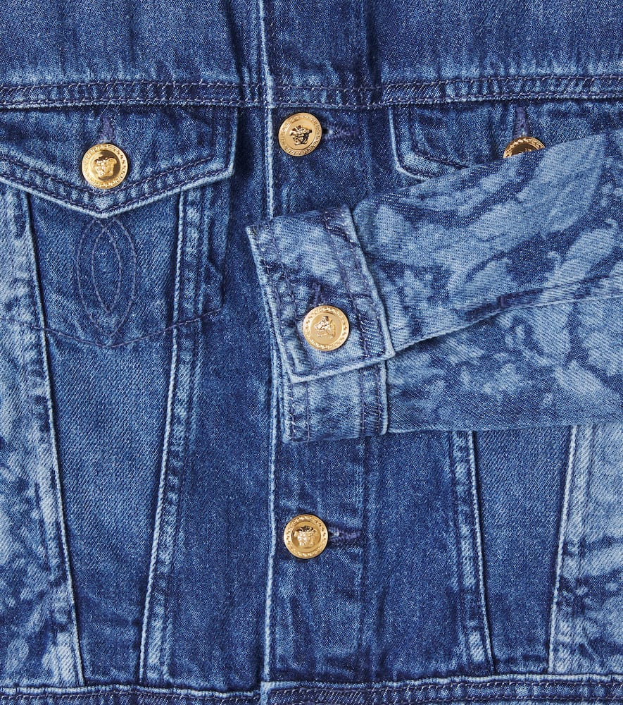 Versace Barocco Denim Jacket In Blue