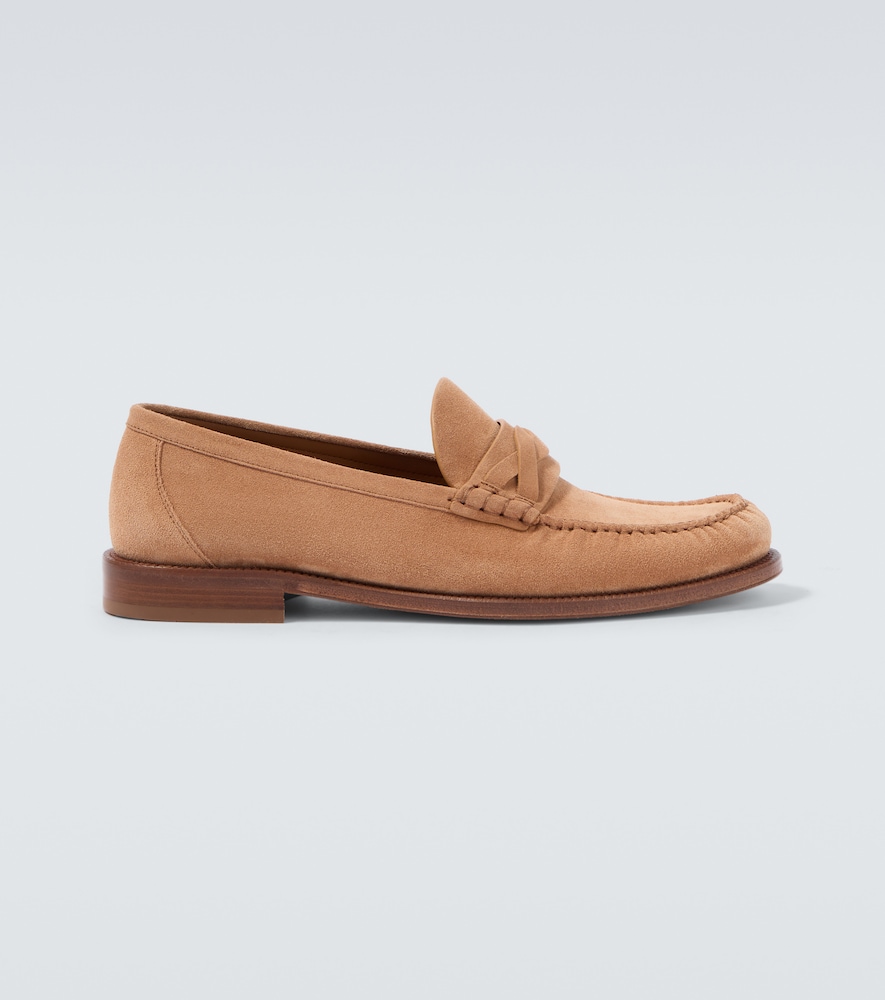 Brunello Cucinelli Men's Brown Suede Penny Loafers UK Size 12 - Mytheresa