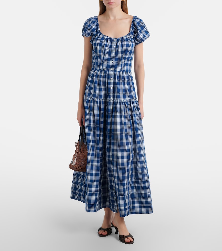  Doen Dôen Vestido Midi Valenne De Algodón A Cuadros 