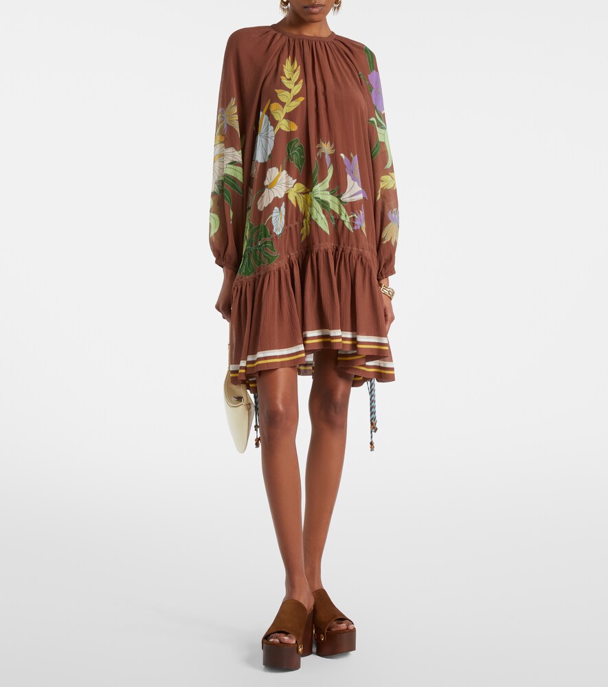 Alémais Alfie gathered cotton and silk minidress