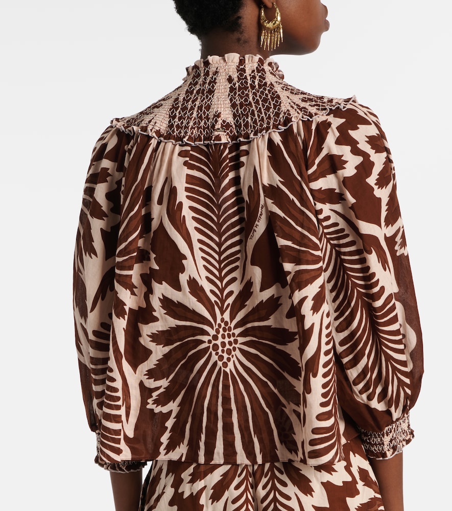  Poupette St Barth Poupette St Barth Ysee Printed Smocked Cotton Blouse 