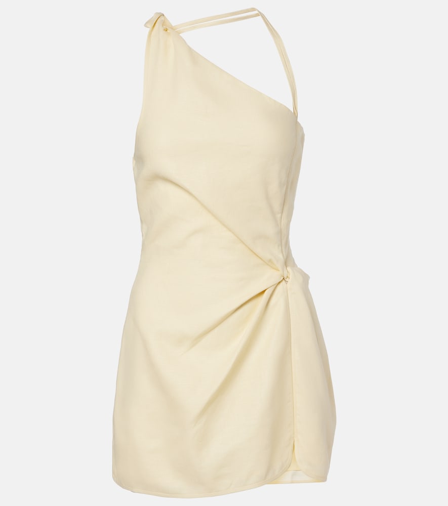 Sir Gathered Halterneck Linen Minidress In Neutral