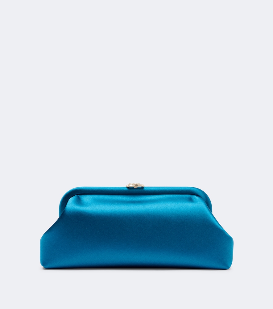Jimmy Choo Skylar Satin Clutch In Blue