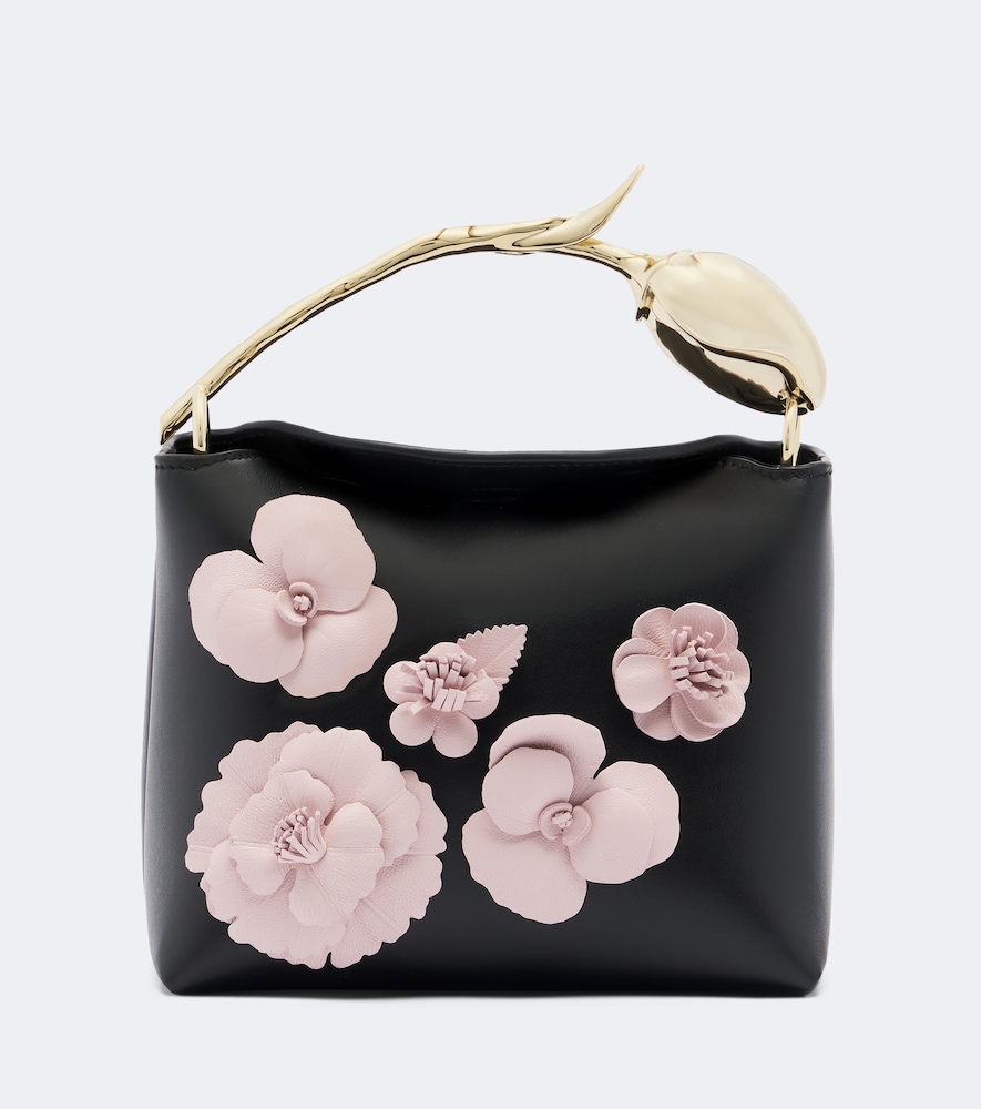 Verzierte Henkeltasche Bloom Mini aus Leder