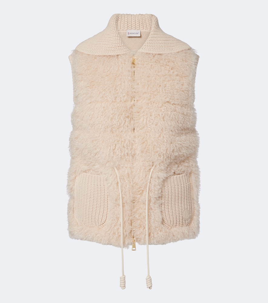 Moncler Women's Beige Shearling And Cashmere Down Vest UK Size 12 - Mytheresa