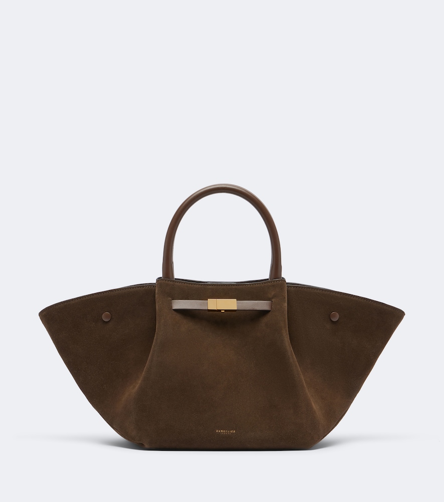Demellier New York Midi Suede Top-handle Bag In Brown