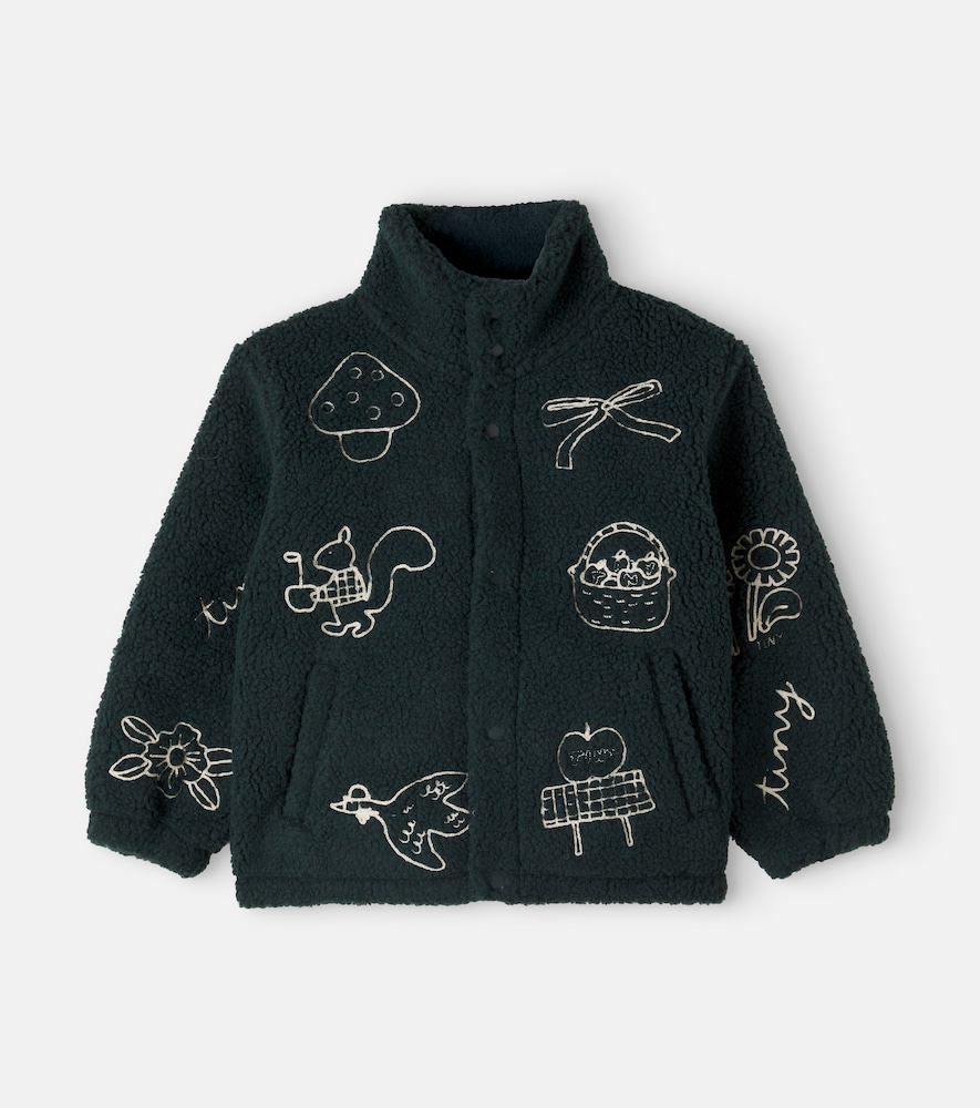 Tinycottons Embroidered Teddy Jacket In Blue