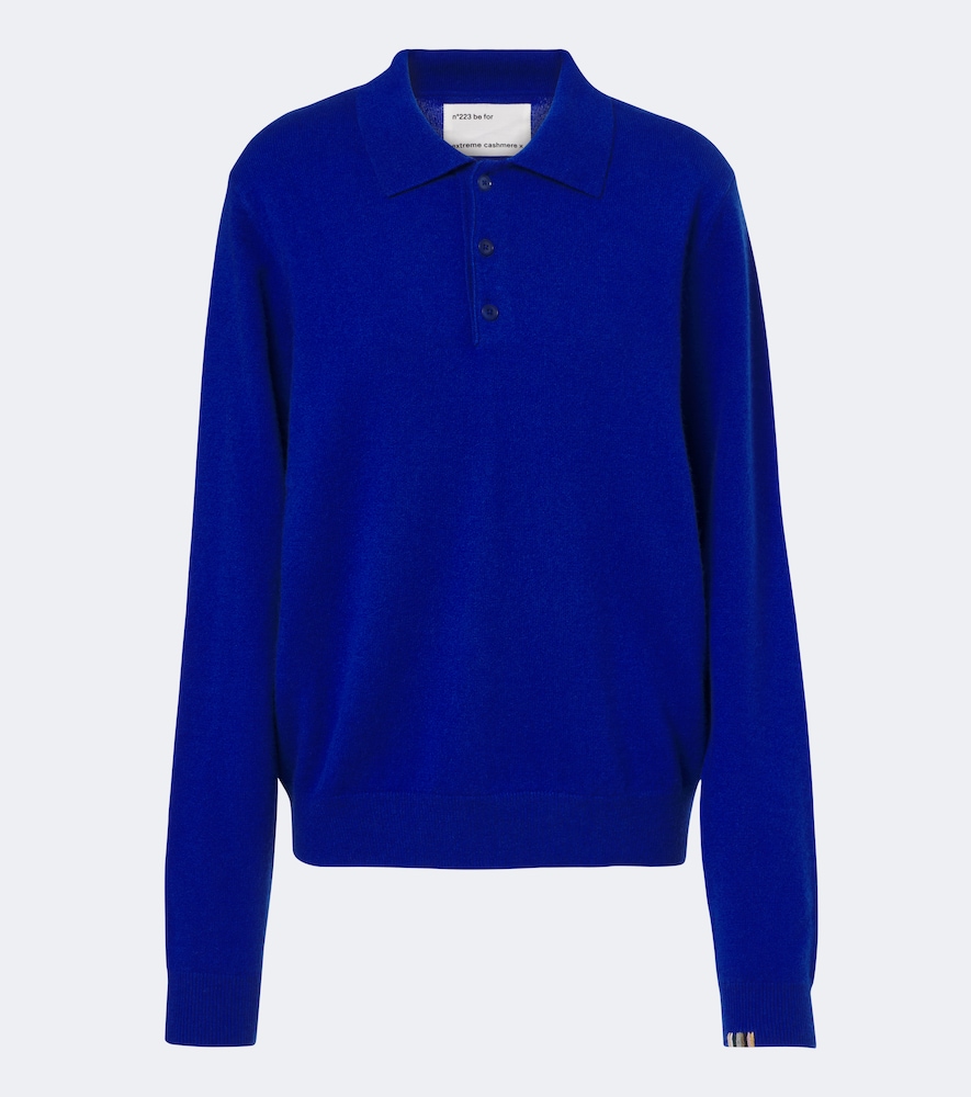 Extreme Cashmere N°223 Be For Cashmere-blend Polo Sweater In Blue