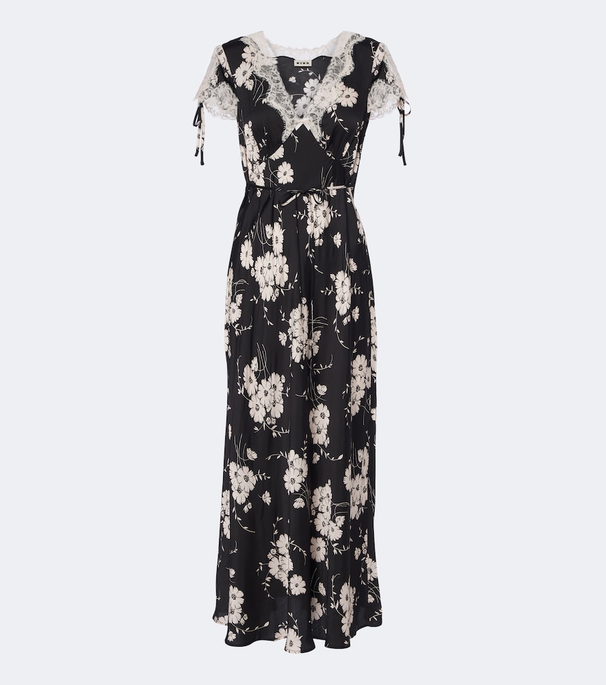 Abito midi Fern in raso con pizzo floreale