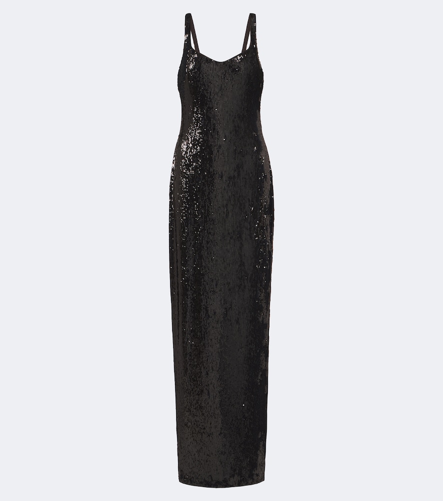 Balmain Sequined Gown In Black