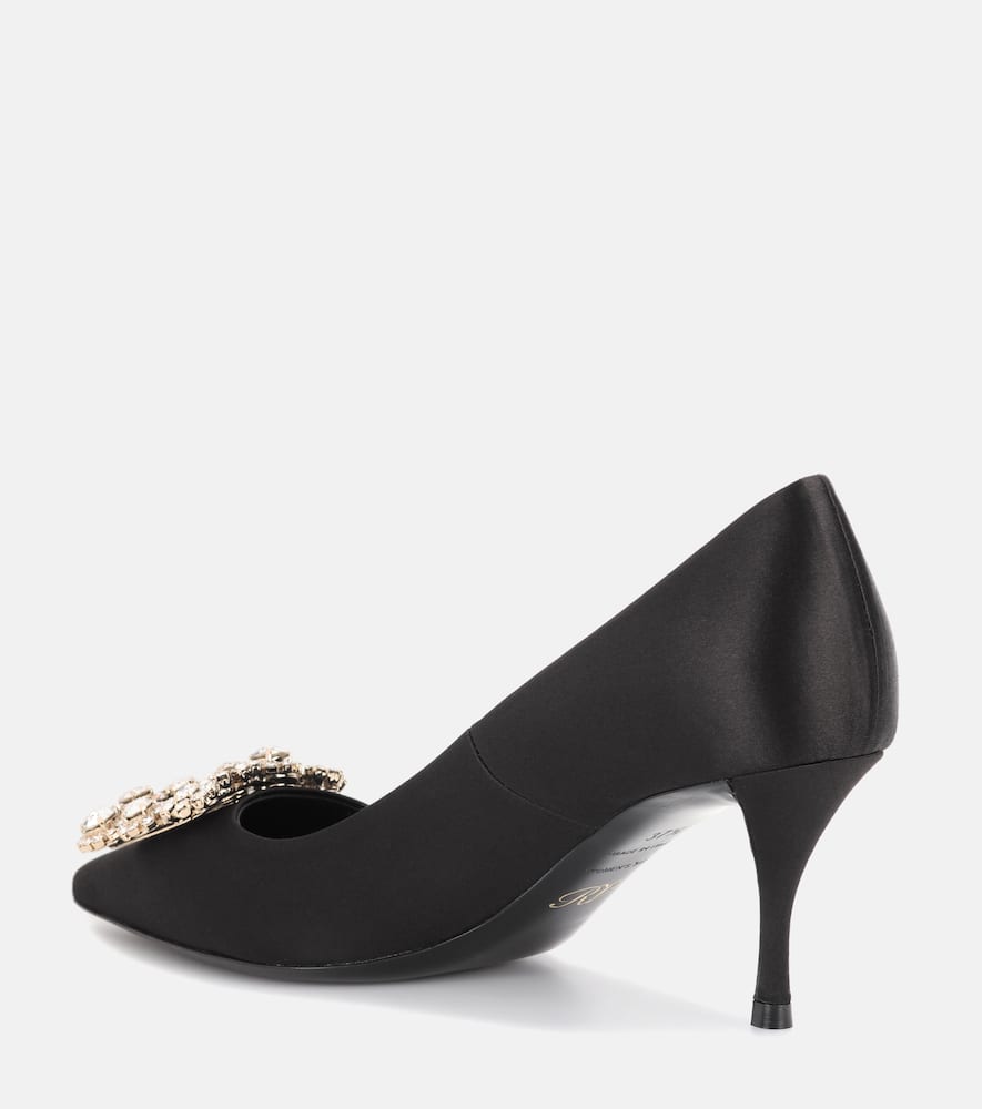 Roger Vivier Embellished Satin Pumps In Black