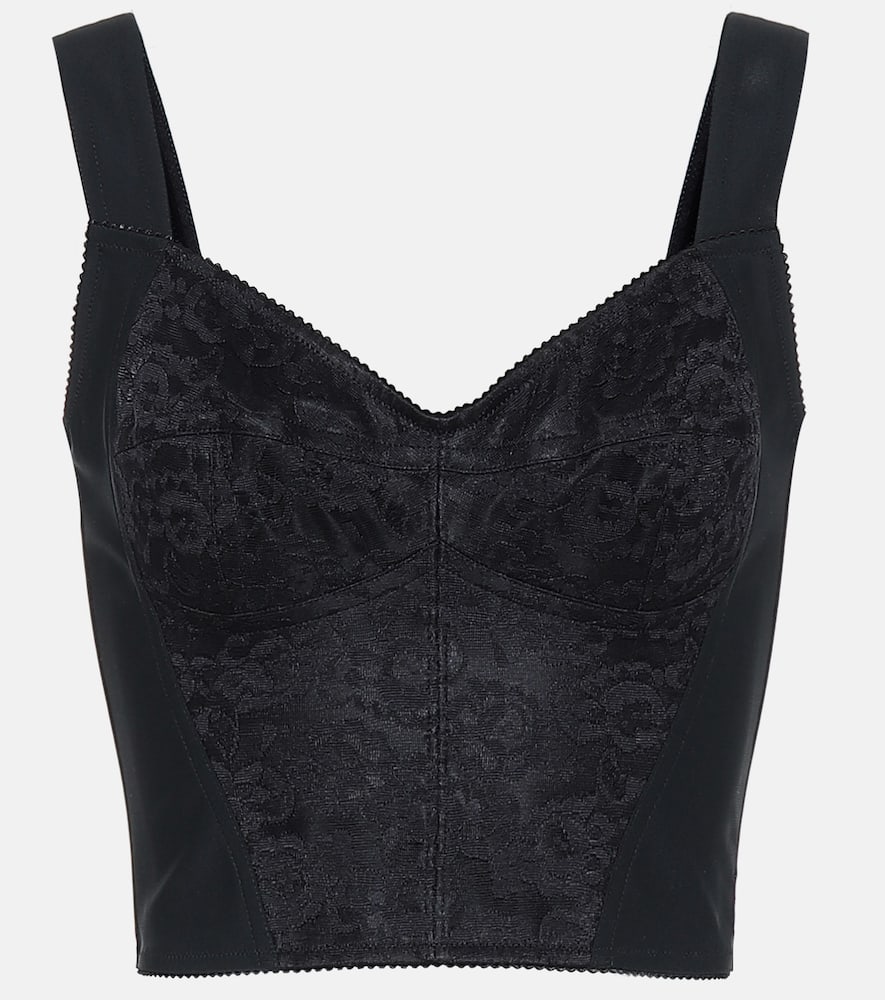 Dolce & Gabbana Lace-trimmed jacquard bustier