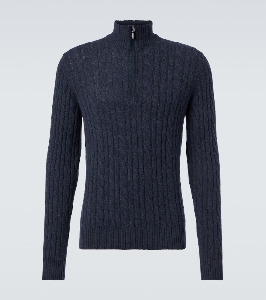 Loro Piana Men's Blue Mezzocollo Treccia Cashmere Sweater UK Size 40 - Mytheresa