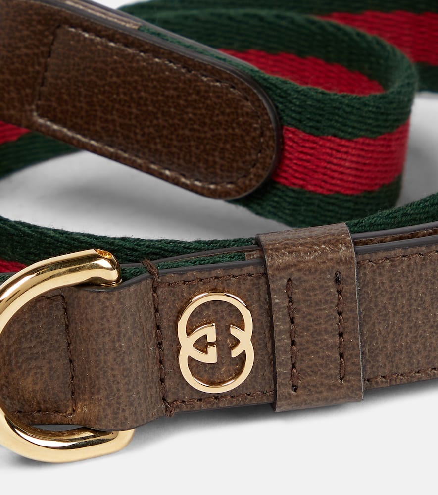 Gucci Web Stripe L faux leather dog leash