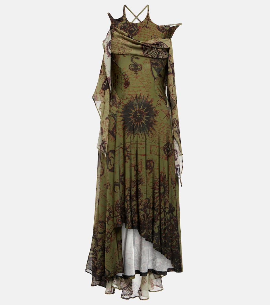 Marine Serre Printed crêpe jersey midi dress