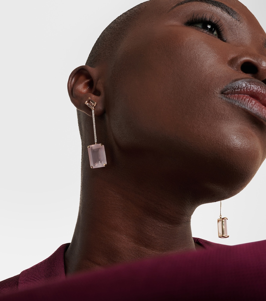 Mateo 14kt gold earrings with morganite, quartz and diamonds