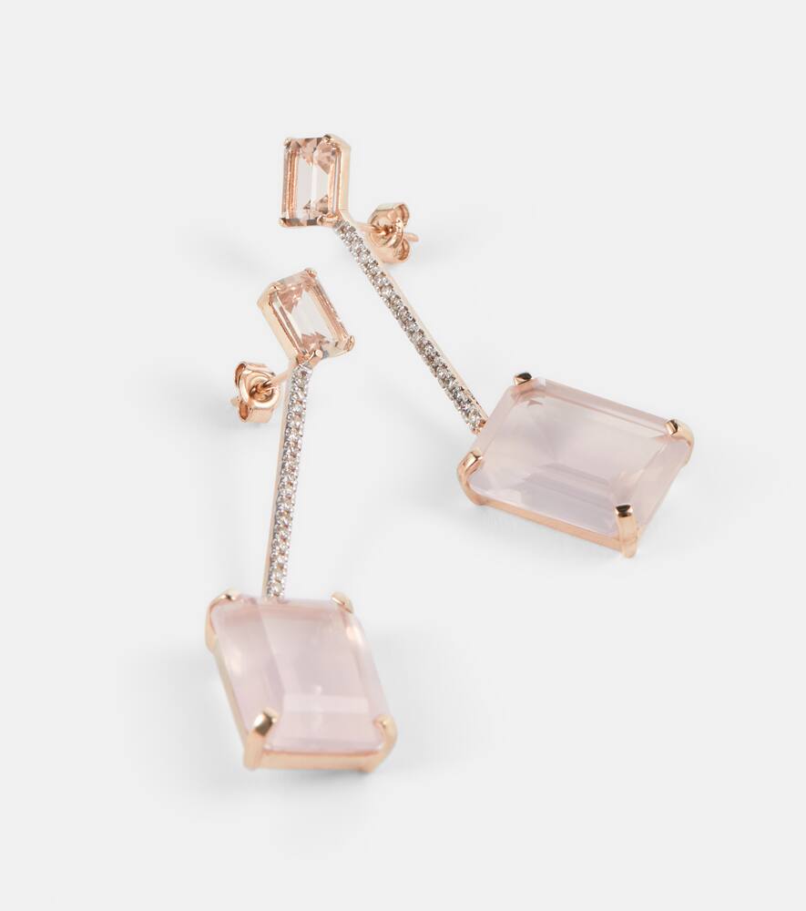 Mateo 14kt Gold Earrings With Morganite, Quartz And Diamonds In Yellow Gold