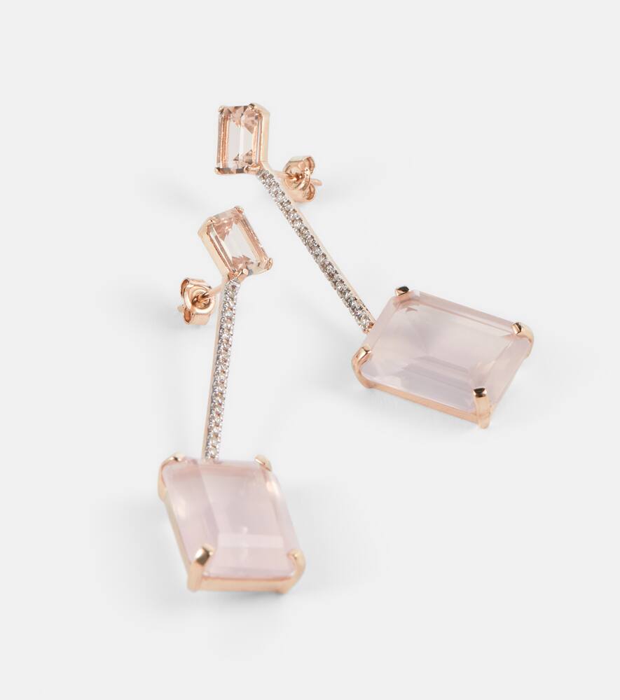 Shop Mateo 14kt Gold Earrings With Morganite, Quartz And Diamonds In Yellow Gold