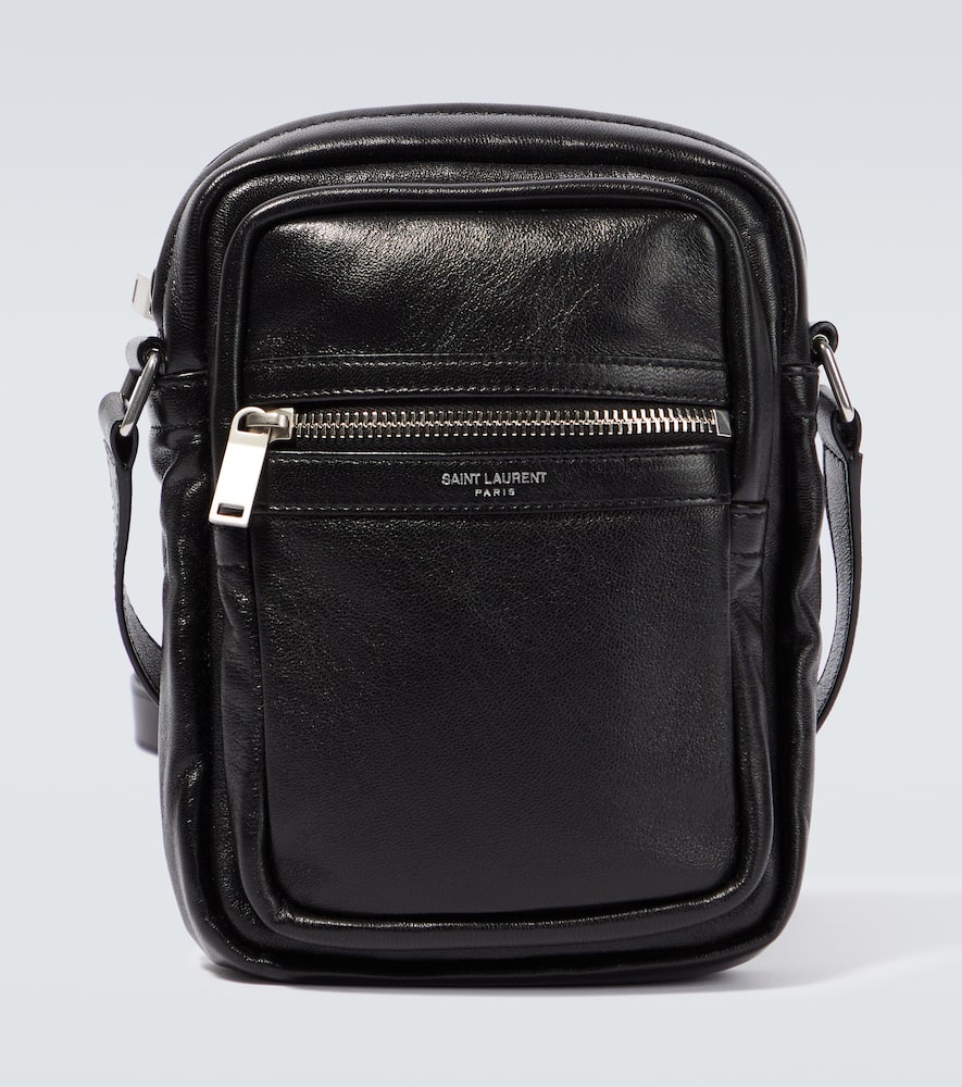 Saint Laurent Men's Brad Soft Leather Crossbody Pouch Bag In Black