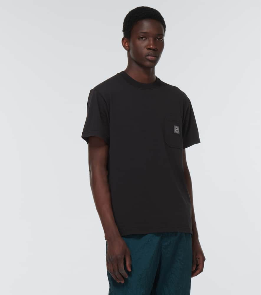 Stone Island Short-sleeved T-shirt With Compass Logo Patch In Black