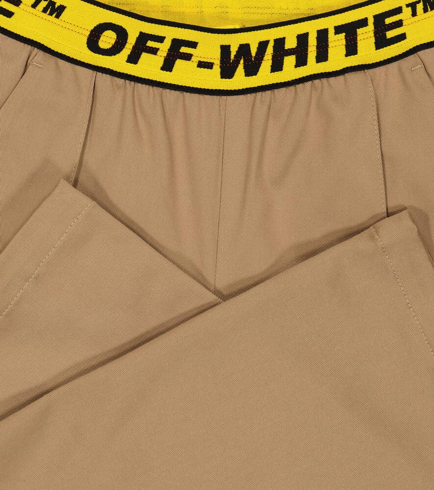 Shop Off-white Logo Cotton Chino Pants In Kaki Yellow