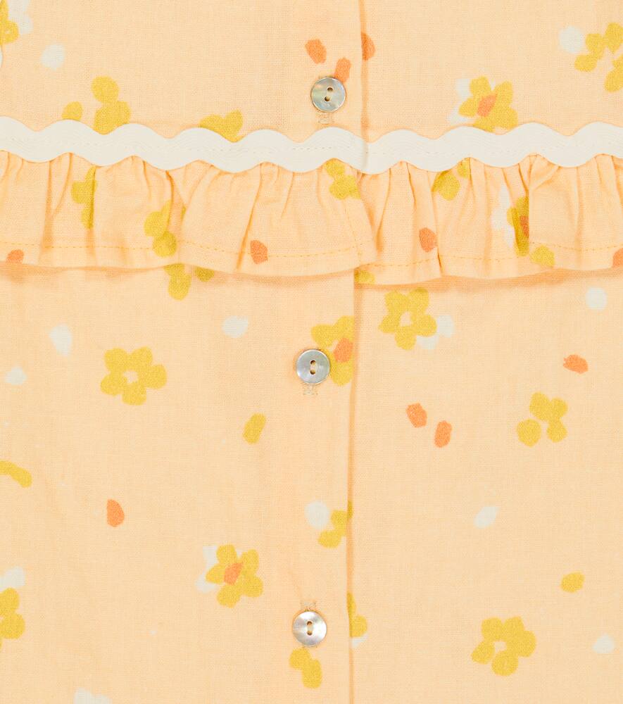 The New Society Limoncello Linen And Cotton Top In Limoncello Fiore Print