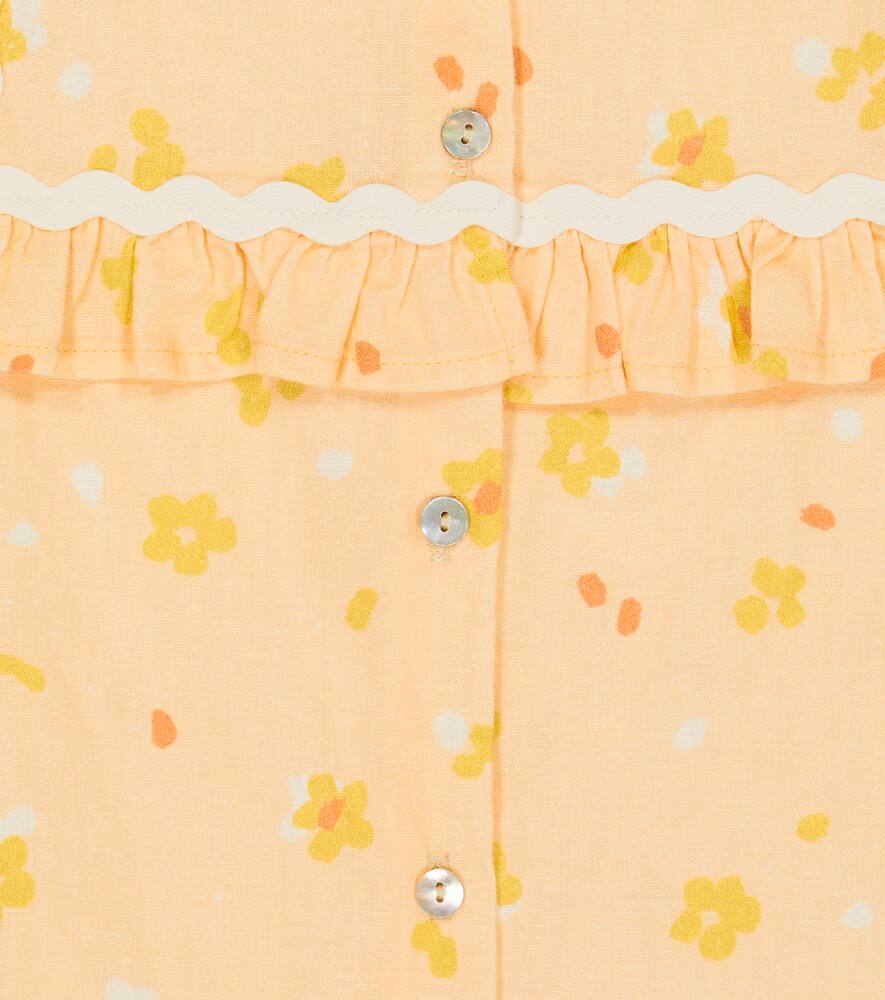 Shop The New Society Limoncello Linen And Cotton Top In Limoncello Fiore Print