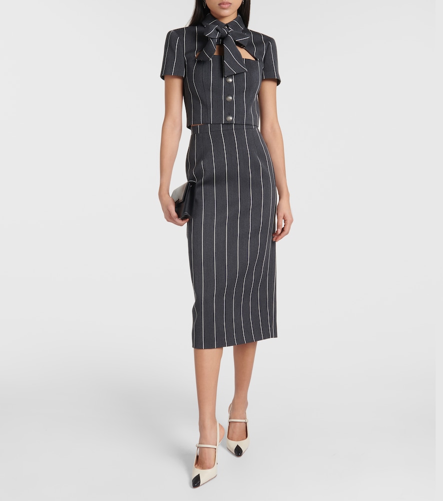  Alessandra Rich Alessandra Rich Pinstripe Cropped Wool-blend Jacket 