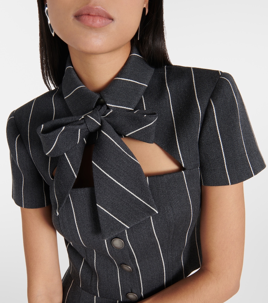  Alessandra Rich Alessandra Rich Pinstripe Cropped Wool-blend Jacket 