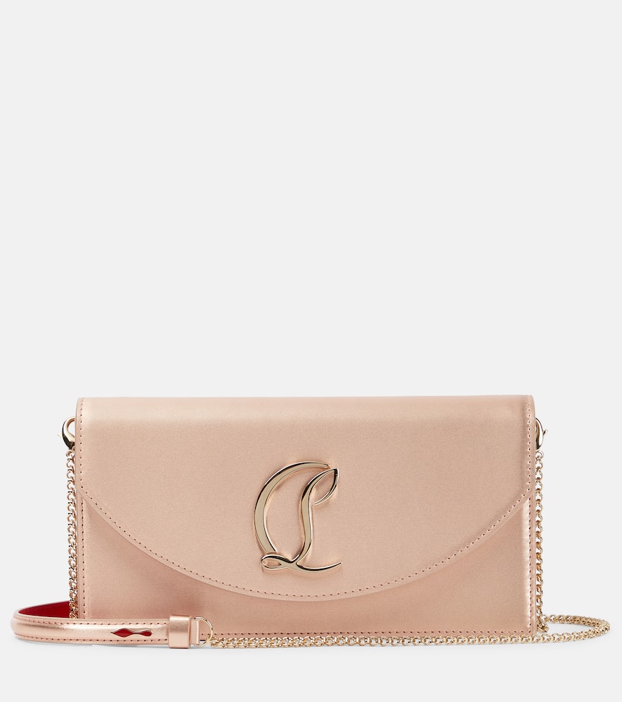 CHRISTIAN LOUBOUTIN LOUBI54 SMALL LEATHER-TRIMMED SILK CLUTCH