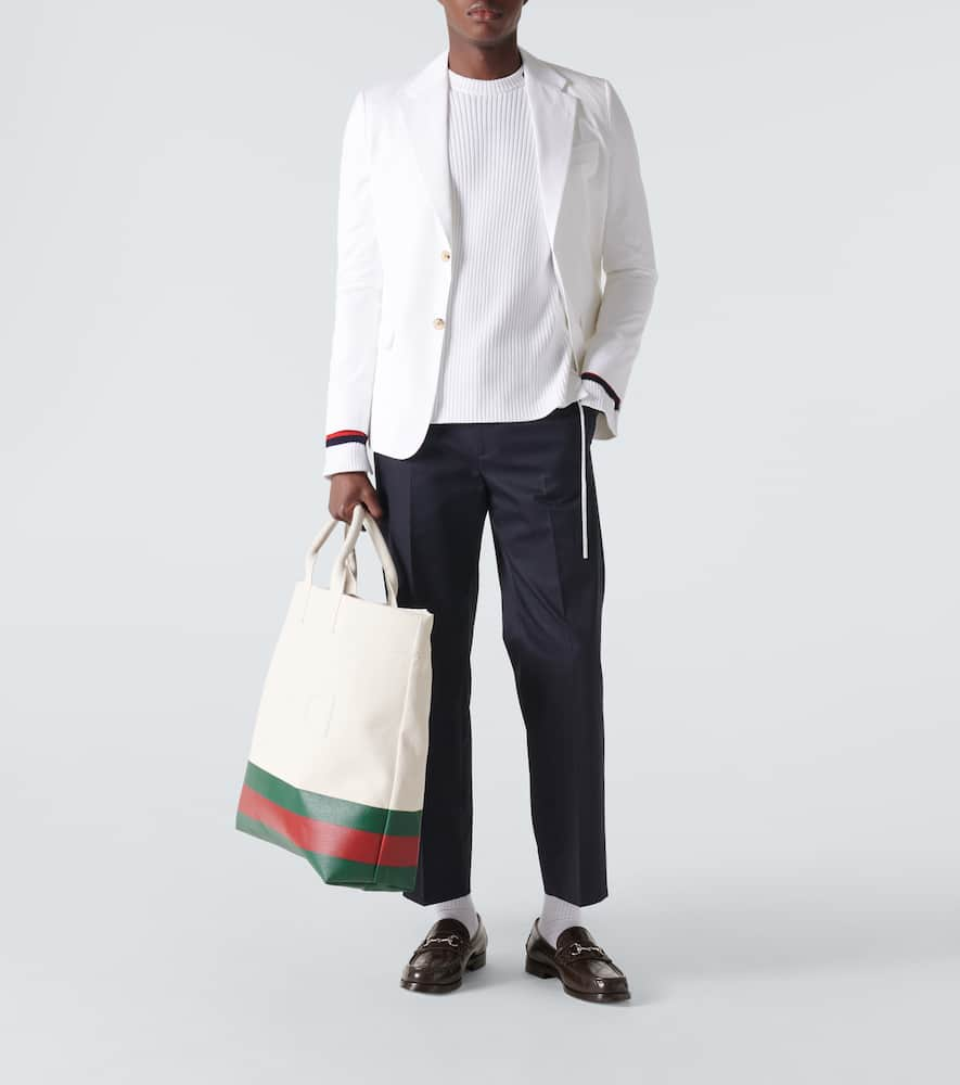 Shop Gucci Cotton Twill Straight Pants In Blue