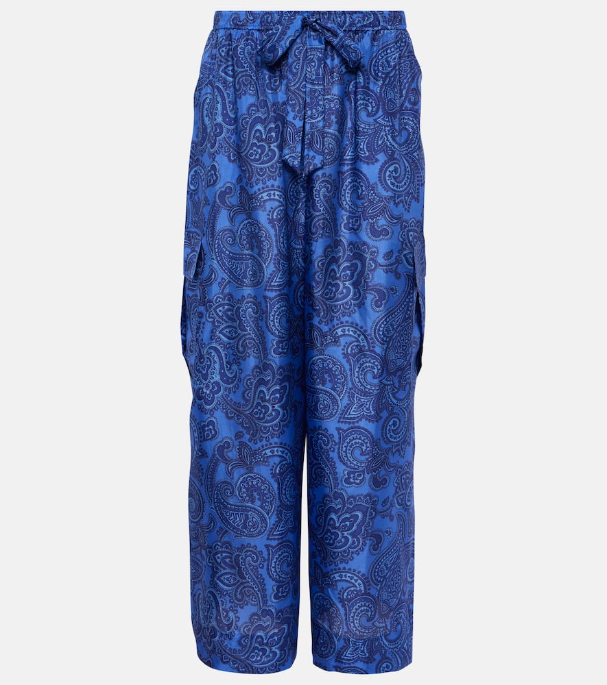 Ottie paisley silk habotai wide-leg pants
