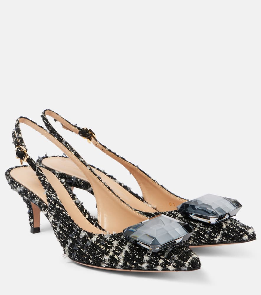 Gianvito Rossi Slingback-pumps Jaipur 55 Aus Tweed In Schwarz