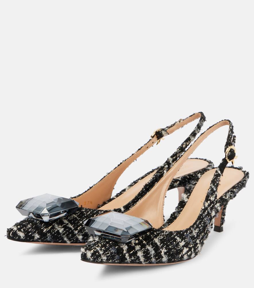 Gianvito Rossi Slingback-pumps Jaipur 55 Aus Tweed In Schwarz