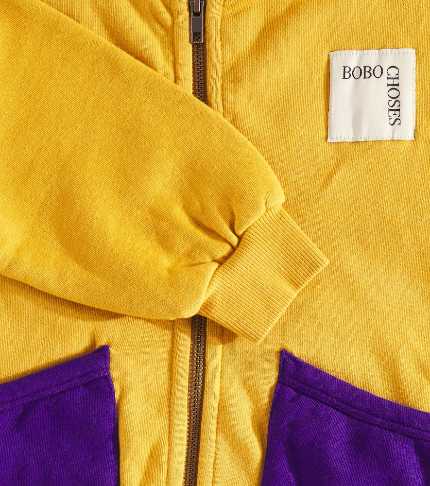 Bobo Choses Cotton Zip-up Hoodie In Yellow