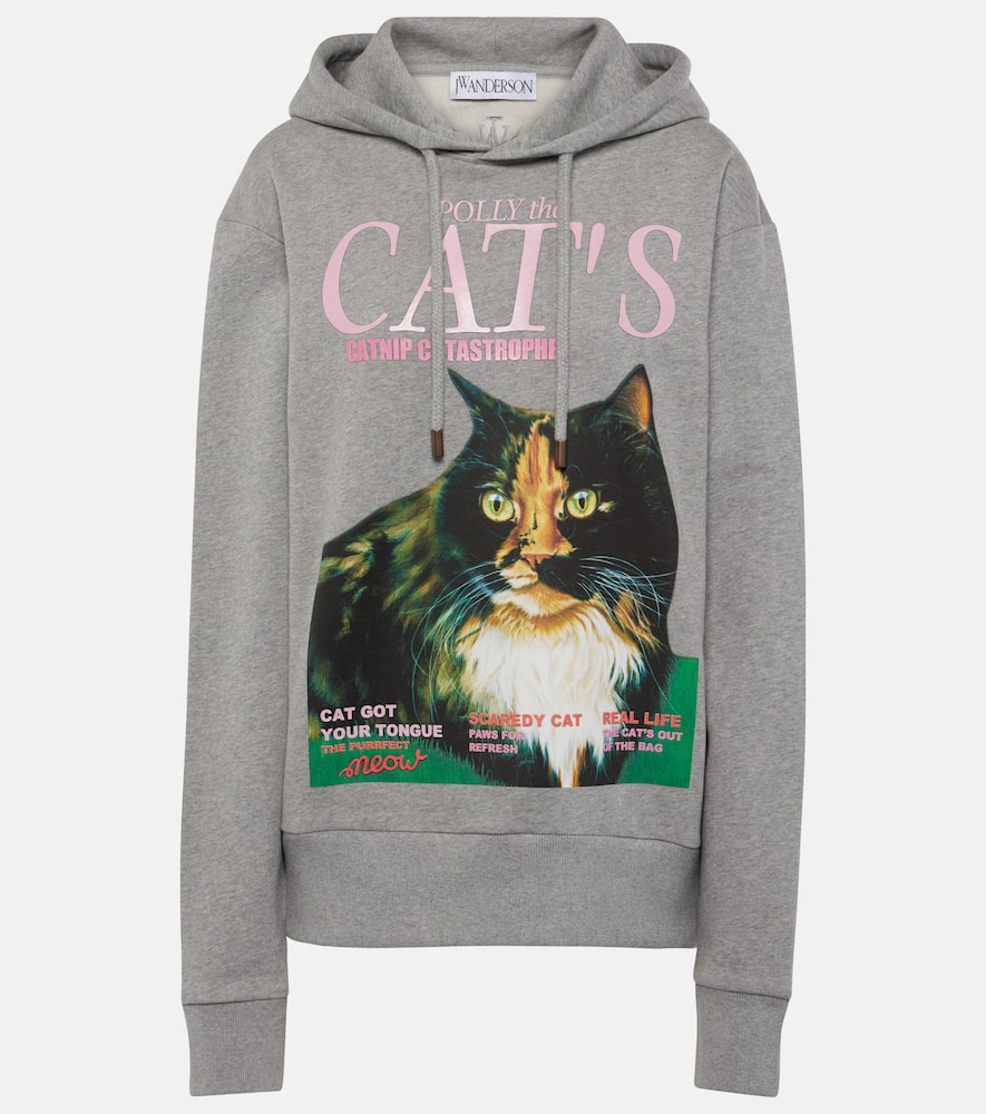 Printed cotton-blend jersey hoodie