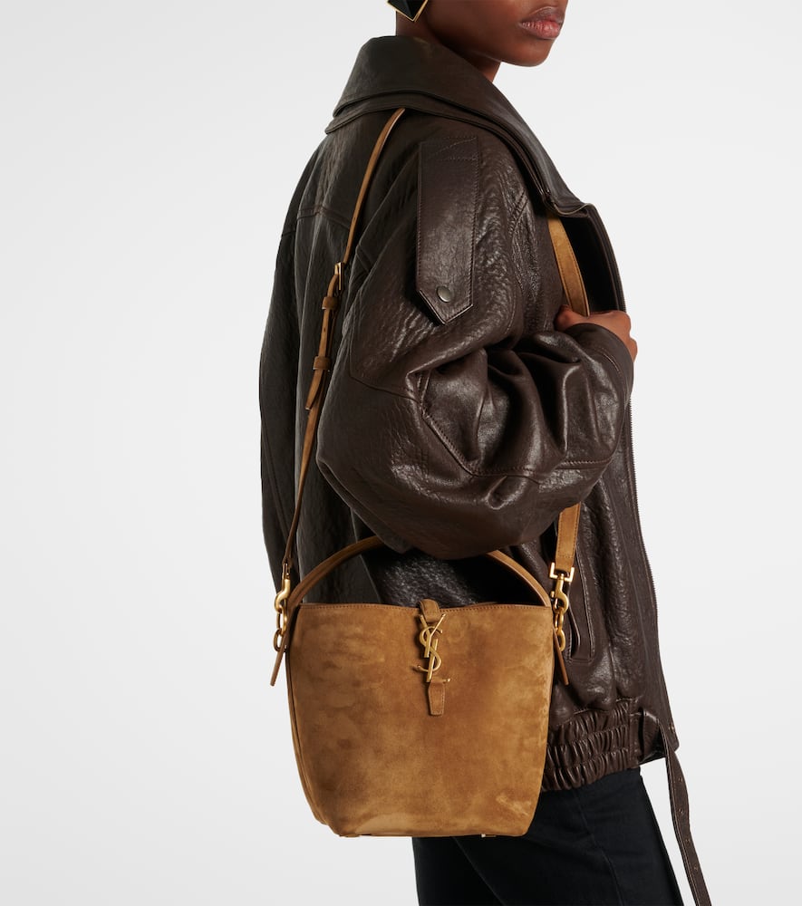 Saint Laurent Le 37 Small Suede Bucket Bag In Beige