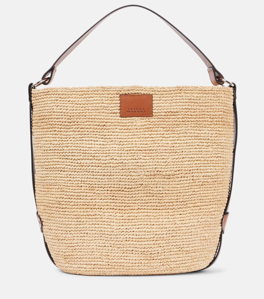 Isabel Marant Bayia leather-trimmed raffia tote bag