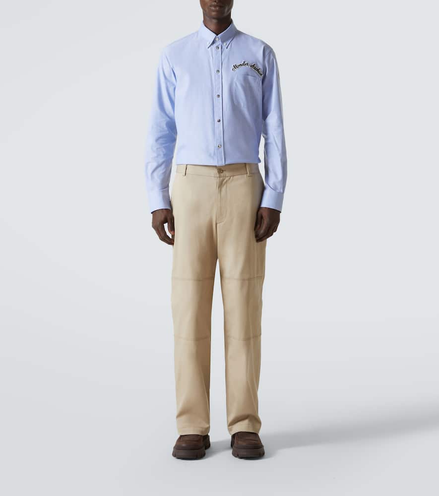 Moncler Chemise Avec Broderie En Coton In Cool Blue
