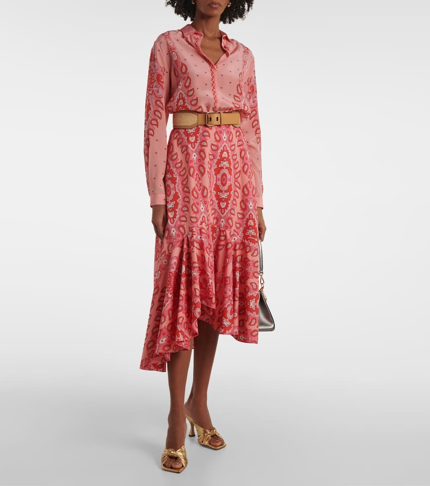 Etro Paisley asymmetric cotton midi skirt