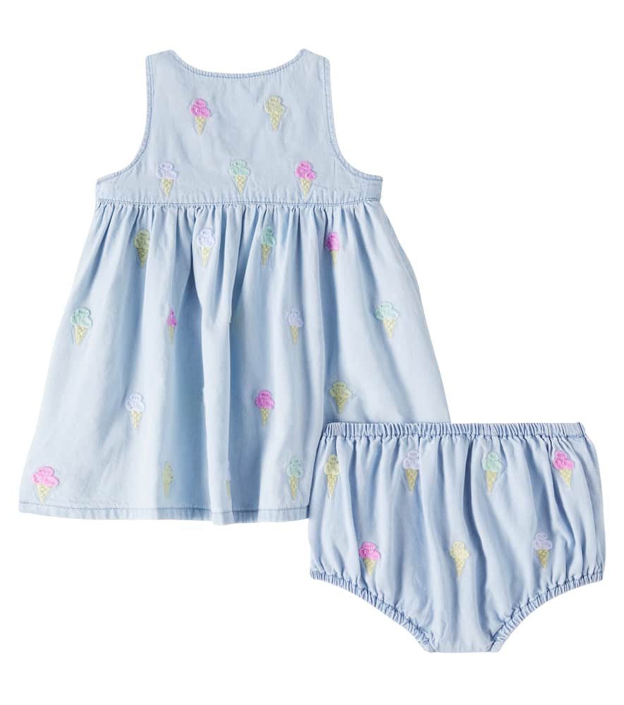 Stella Mccartney Baby Embroidered Dress And Bloomers Set In Blue