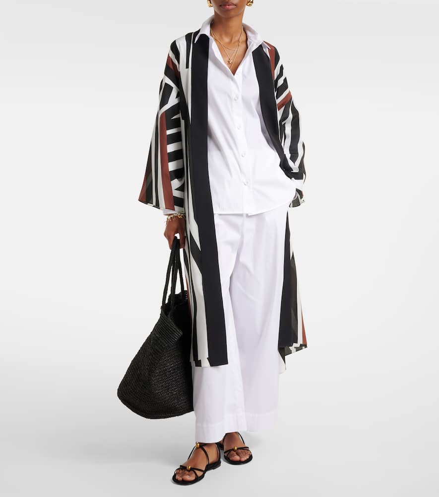 Max Mara Rio High-rise Cotton-blend Wide-leg Pants In White
