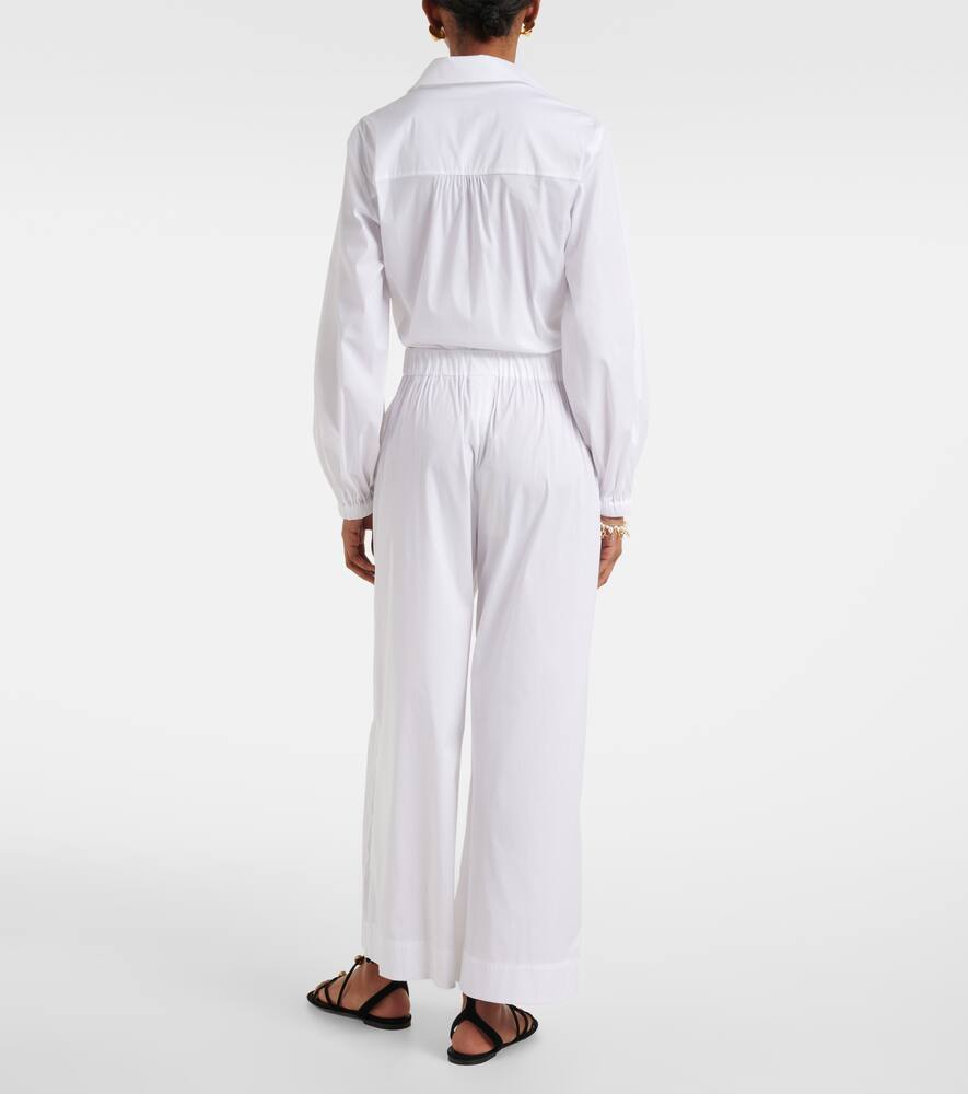 Max Mara Rio High-rise Cotton-blend Wide-leg Pants In White